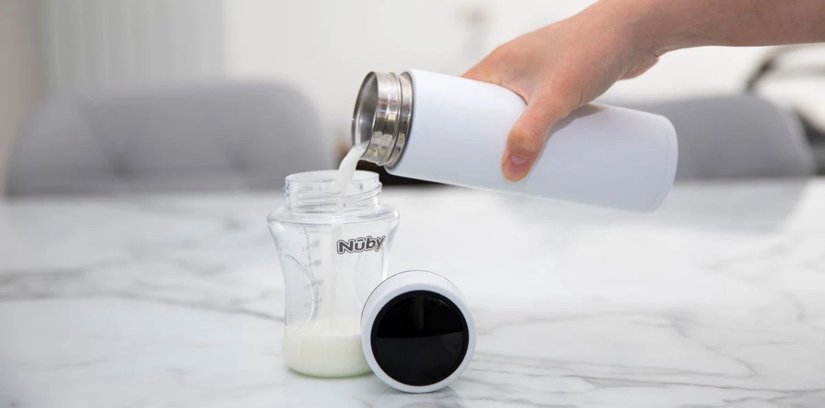 Nûby - RapidCool™ - Maak De Perfecte Flesvoeding Voor Je Baby - Flessenkoeler - Inclusief Melkpoederdispenser En Digitaal Deksel - Wit - Afbeelding 6