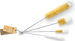Wonix® - Flessenborstel Set - Flessenreiniger - Sisal En Katoenen Borstel - BPA Vrij - Voor Baby Flesje, Glazen Flessen - 4 Stuks