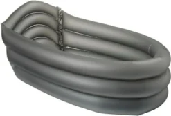 Bambino© Opblaasbaar Babybad - Donkergrijs - 78 X 52 X 30 Cm | Ideaal Voor Op Reis | 0-12 Maanden