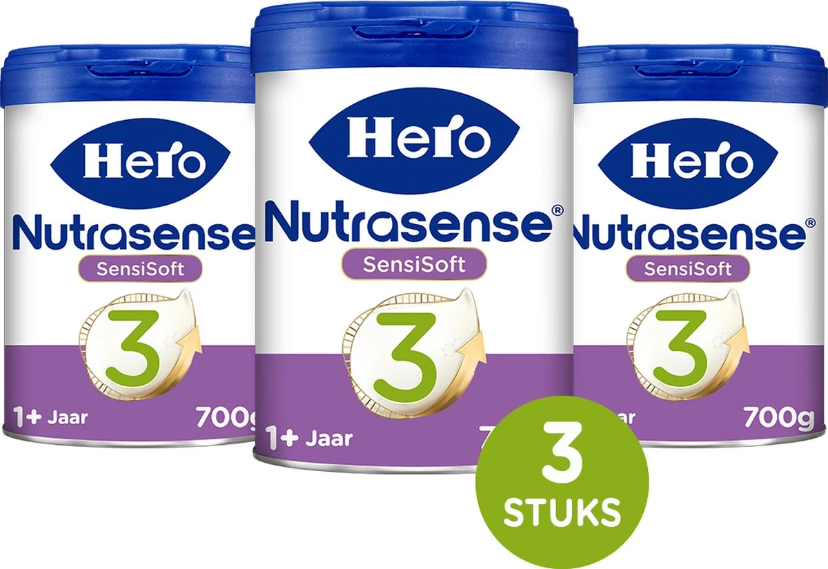 Hero Nutrasense SensiSoft Peutermelk 3 - Flesvoeding Vanaf 1 Jaar - 3 X 700 Gram - Met Melkvet - Palmolie Vrij - Afbeelding 4