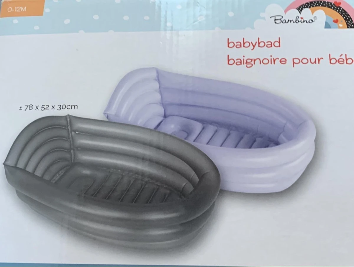 Bambino© Opblaasbaar Babybad - Lichtgrijs - 78 X 52 X 30 Cm | Ideaal Voor Op Reis | 0-12 Maanden - Afbeelding 2