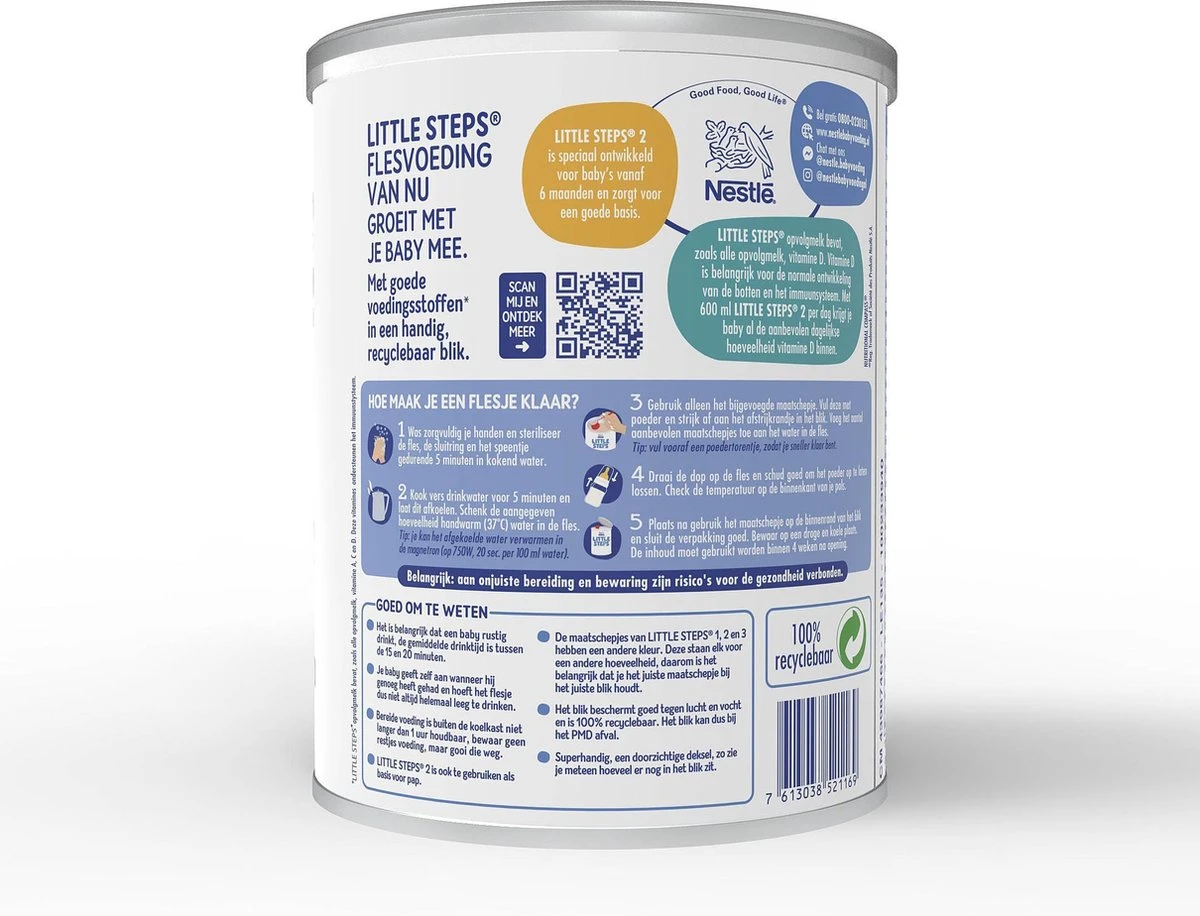 Little Steps Standaard 2 Flesvoeding - Vanaf 6 Maanden - 2 X 800 Gram - Afbeelding 13