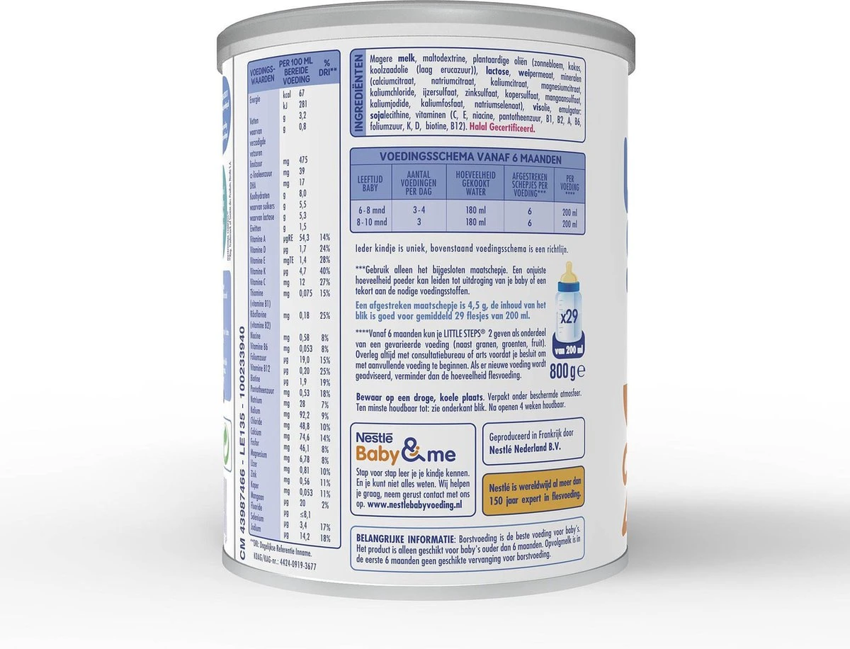 Little Steps Standaard 2 Flesvoeding - Vanaf 6 Maanden - 2 X 800 Gram - Afbeelding 5