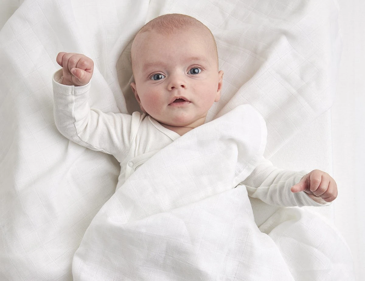 Meyco Uni Swaddle - 2-pack - Hydrofiel - White - 120x120cm - Afbeelding 4