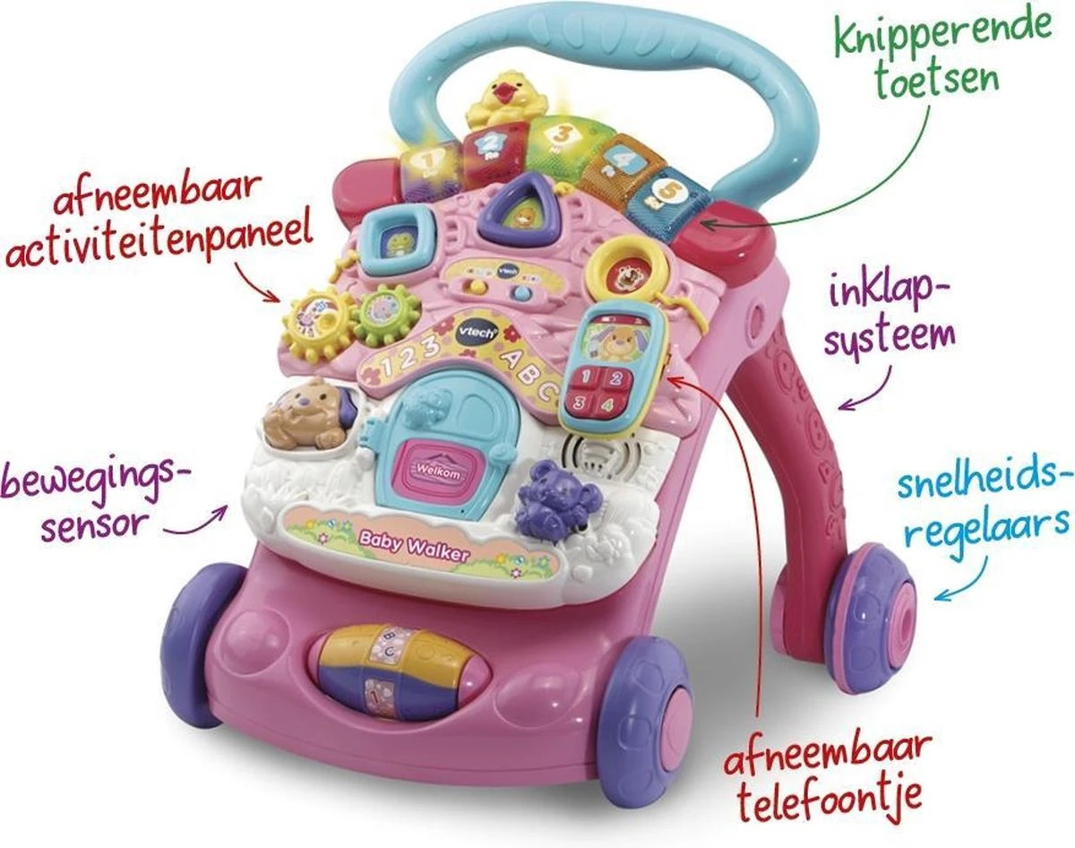 VTech 2 In 1 Baby Walker - Educatief Babyspeelgoed - Roze - 9 Tot 36 Maanden - Afbeelding 6