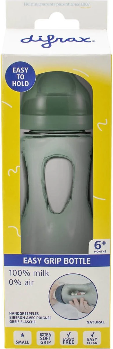 Difrax Handgreep Babyfles 240 Ml Natural - Anti-Colic - Sage|Groen - Afbeelding 5