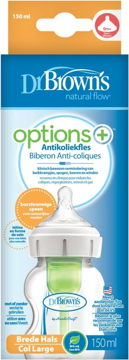 Dr. Brown's Options+ Anti-colic Bottle Brede Hals Fles - 150 Ml