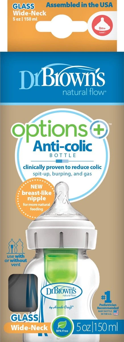 Dr. Brown's Options+ Anti-colic Bottle Brede Hals Fles - Glas - 150 Ml - Afbeelding 5