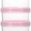 Merkloos Melkpoeder Doseerdoosje - BPA Vrij - Roze - 4 Lagen -Melkpoeder Toren - Babypoeder Bewaarbakje - Reisbox - Dispenser - Poedertoren