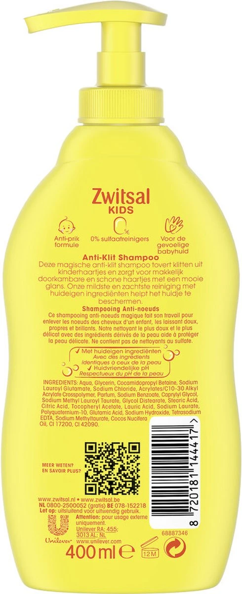 Zwitsal Kids Anti-Klit Shampoo - 6 X 400 Ml - Voordeelverpakking - Afbeelding 2
