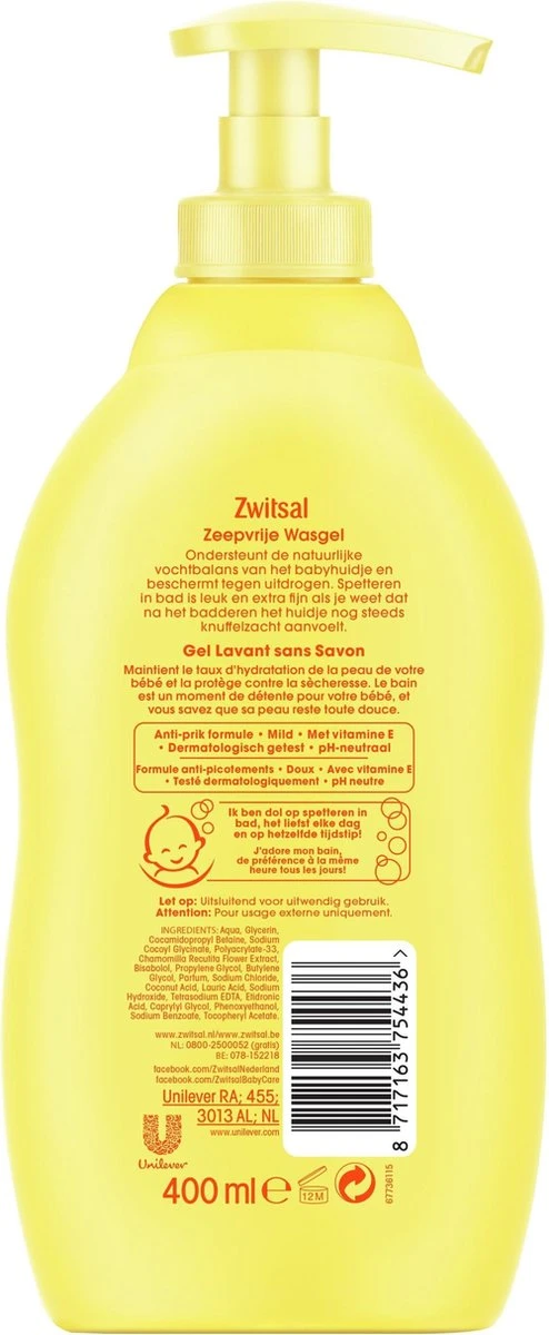 Zwitsal Wasgel 400ml OP 4x - Afbeelding 4