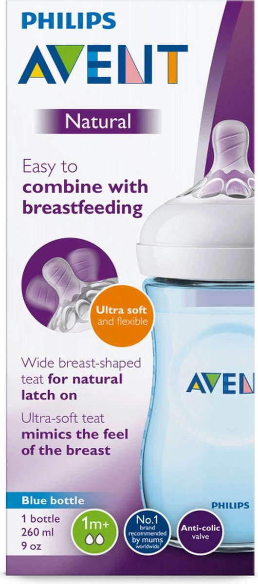 Philips Avent - Natural Zuigfles - 1+ Mnd - 260ml - SCF035/17 - Afbeelding 4