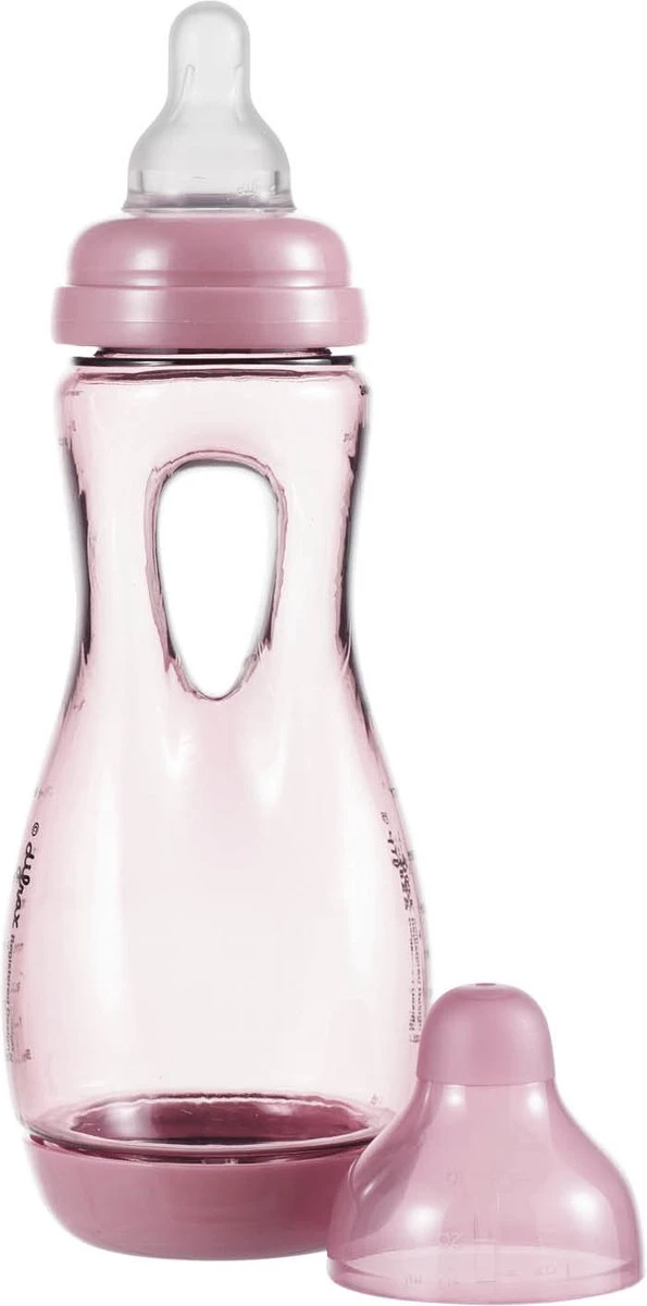 Difrax Handgreep Babyfles 240 Ml Natural - Anti-Colic - Raspberry/|Roze