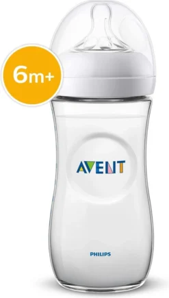 Philips Avent Natural Babyfles - SCF036/17 Babyfles (6m+) Voor Langzame Toevoer - 1x