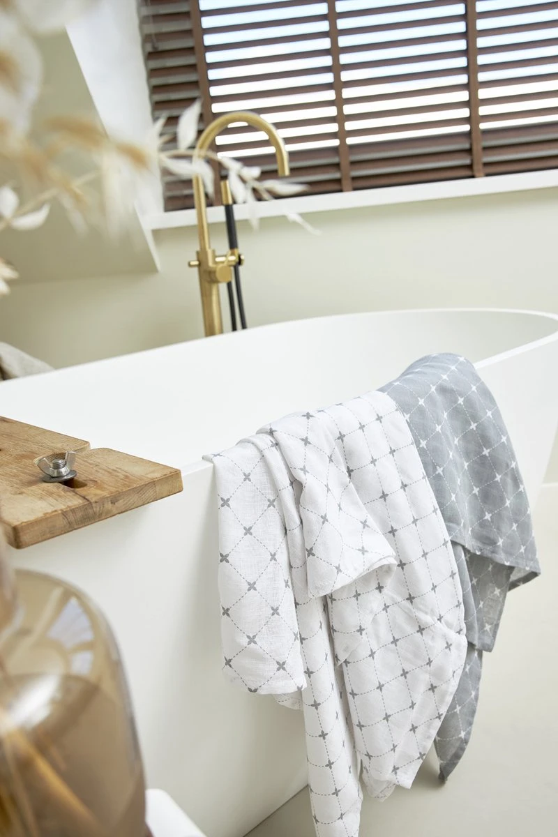 Meyco X Mrs.Keizer Louis Hydrofiele Doeken - 3-pack - Grijs - 70x70cm - Afbeelding 5