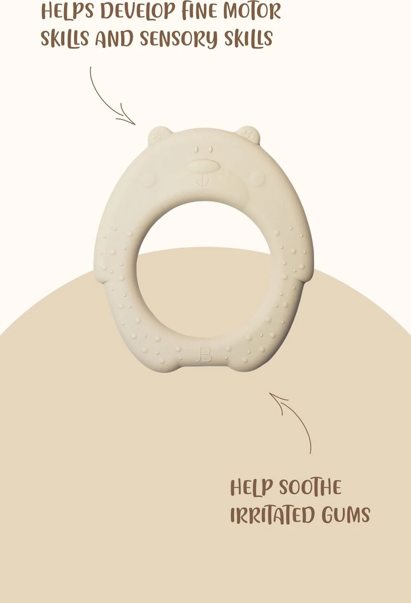 J.Børn Silicone Bijtring Beer - Sage - Bijtspeelgoed - Baby - Afbeelding 2