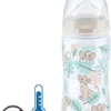 NUK | Disney | First Choice+ | Babyfles | 6-18 Maanden | Maat M | Temperatuurcontrole | Anti-kolische Ventilatie | 300 Ml | BPA-vrij | Siliconen Teat | Leeuw King 6-18 Maanden