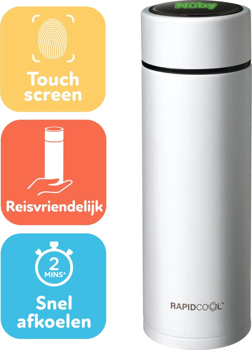 Nûby - RapidCool™ - Maak De Perfecte Flesvoeding Voor Je Baby - Flessenkoeler - Inclusief Melkpoederdispenser En Digitaal Deksel - Wit - Afbeelding 7