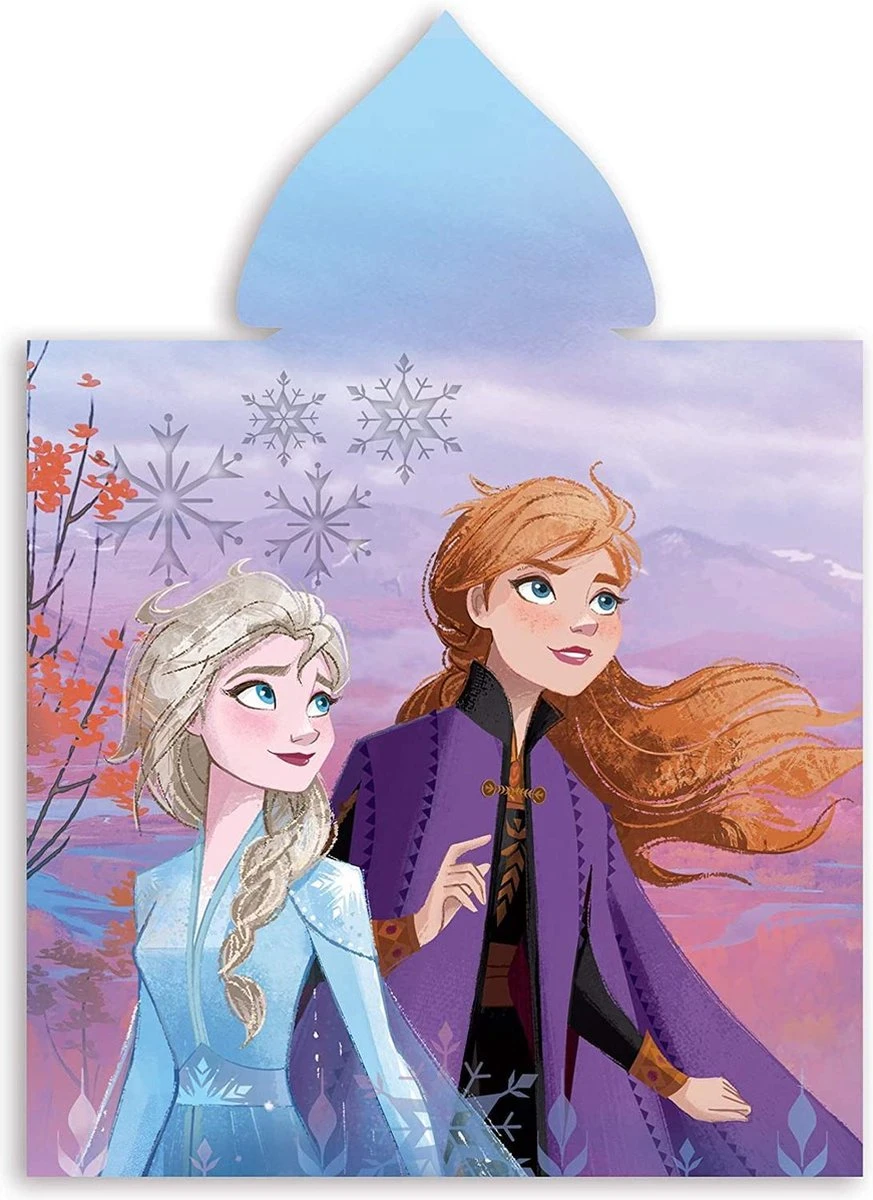 Badponcho Disney Frozen - 55 X 110 Cm. - Anna En Elsa Poncho Handdoek - Afbeelding 2