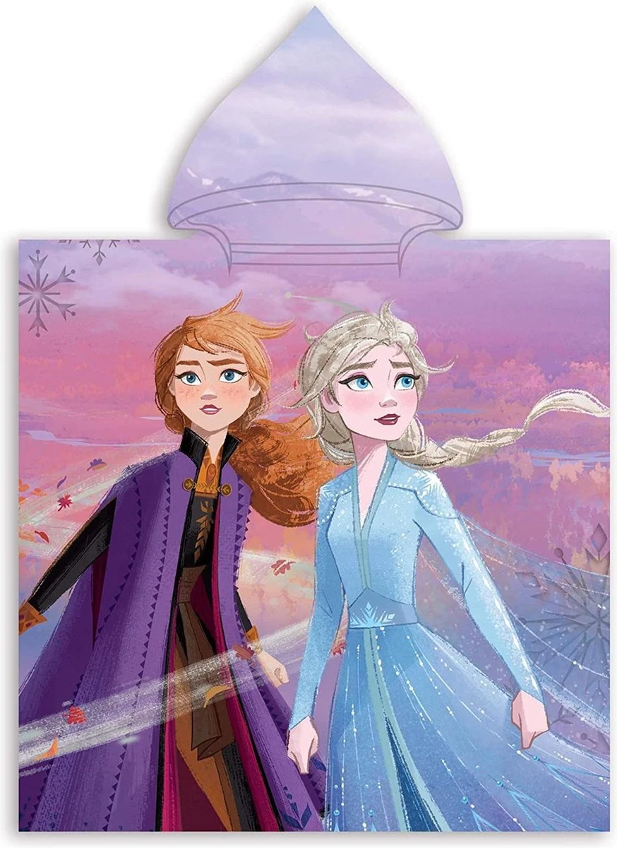 Badponcho Disney Frozen - 55 X 110 Cm. - Anna En Elsa Poncho Handdoek