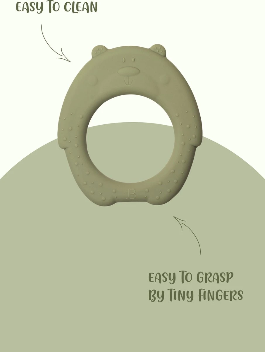 J.Børn Silicone Bijtring Beer - Sage - Bijtspeelgoed - Baby