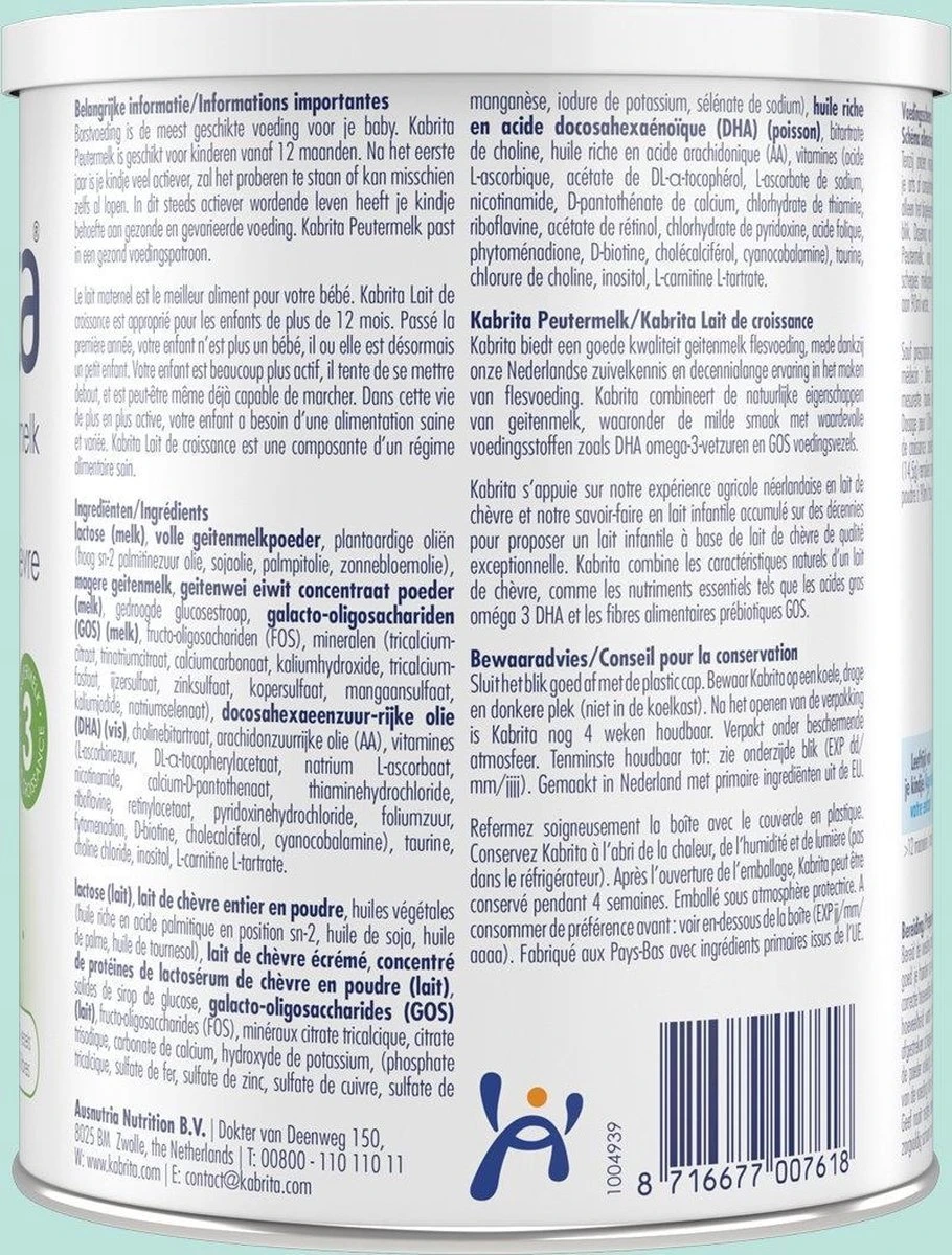 Kabrita 3 Peutermelk - Babyvoeding 12+ Maanden - 400g - Afbeelding 4