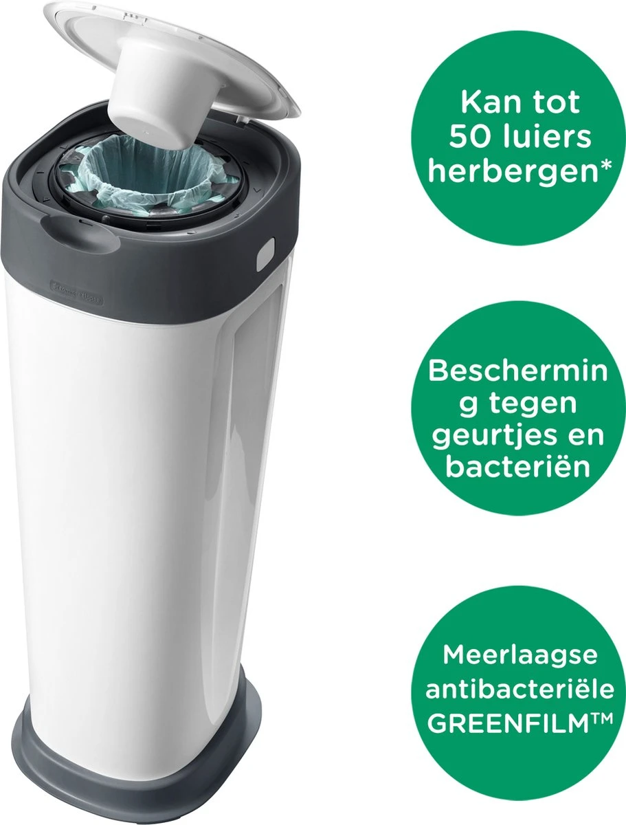 Tommee Tippee Twist & Click XL-luieremmer - Voor Maximaal 60 Luiers - Milieuvriendelijker Systeem - 1 Navulcassette - Duurzaam Geproduceerde Antibacteriële GREENFILM - Afbeelding 3