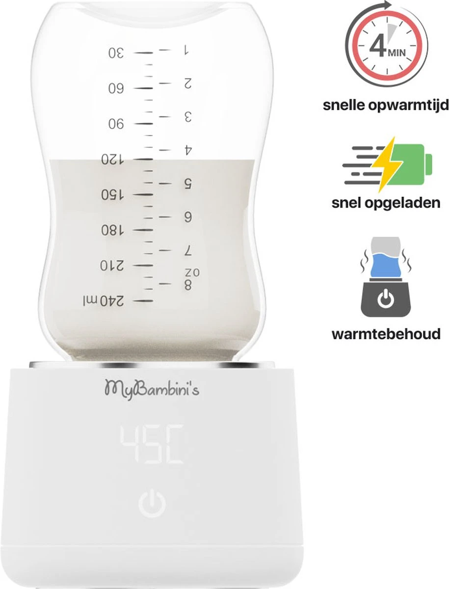 MyBambini's Bottle Warmer Pro™ - Draagbare Baby Flessenwarmer Voor Onderweg - Wit - Geschikt Voor AVENT Philips, Chicco & Dodie