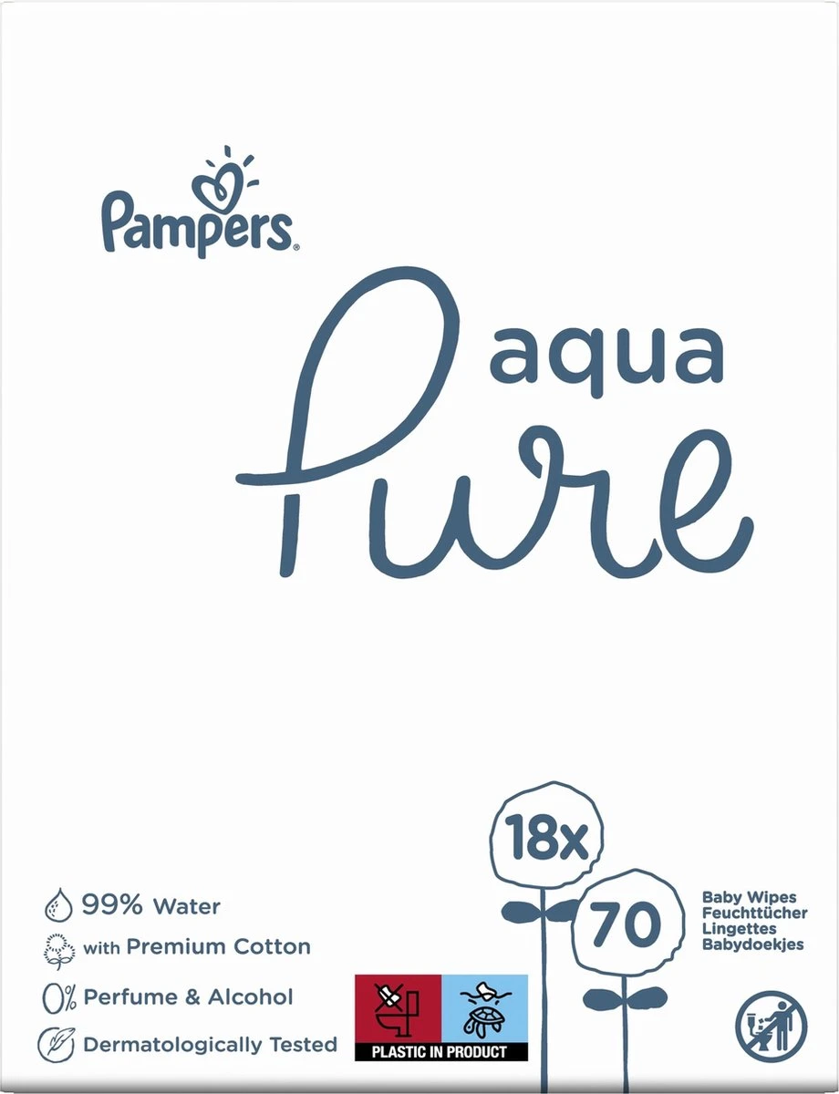 Pampers® Pampers Aqua Pure Billendoekjes – 1260 Doekjes - Afbeelding 2