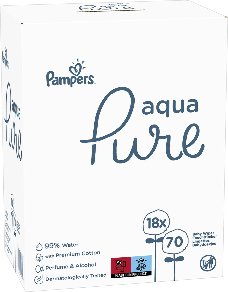 Pampers® Pampers Aqua Pure Billendoekjes – 1260 Doekjes - Afbeelding 8