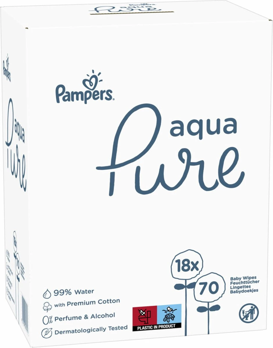 Pampers® Pampers Aqua Pure Billendoekjes – 1260 Doekjes - Afbeelding 4