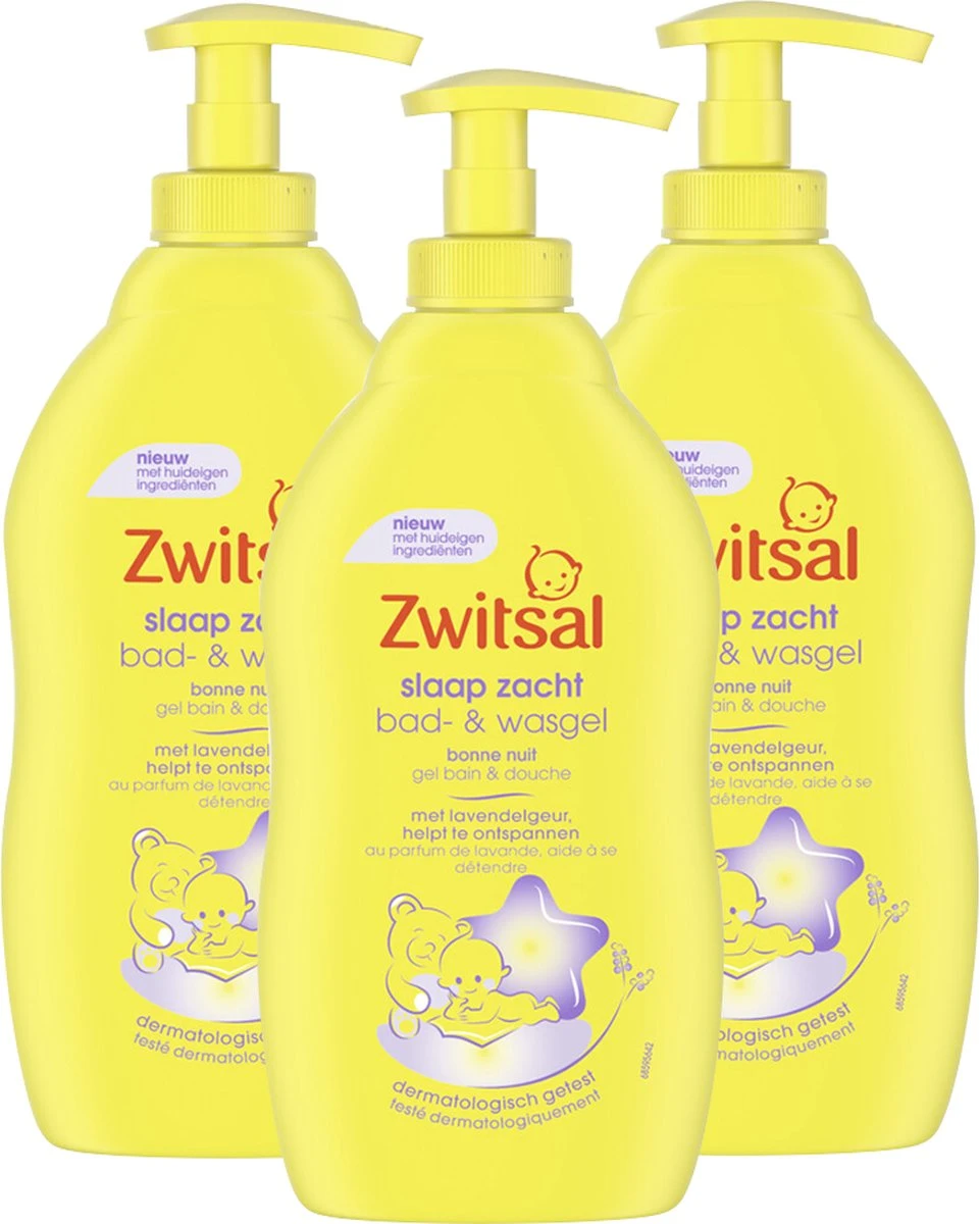 Zwitsal Slaap Zacht Bad- & Wasgel Lavendel - Voordeelverpakking 3 X 400 Ml Pomp