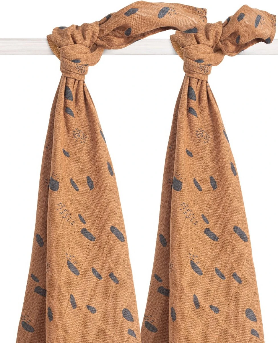 Jollein Hydrofiel Multidoek Spot 115x115cm - Caramel - 2 Stuks - Afbeelding 3