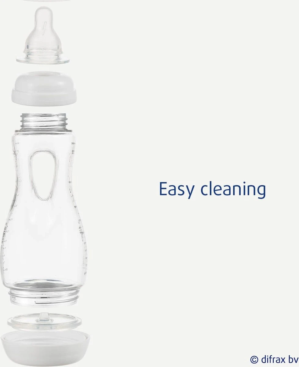 Difrax Handgreep Babyfles 240 Ml Natural - Anti-Colic - Sage|Groen - Afbeelding 4