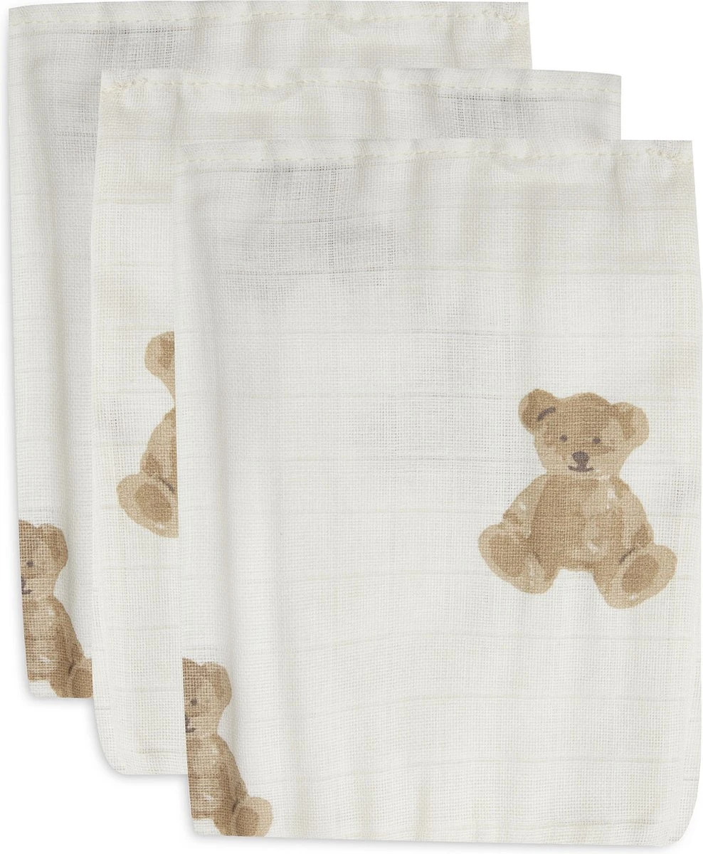 Jollein Baby Washandje Hydrofiel Teddy Bear - 3 Stuks - Afbeelding 2