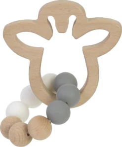 BamBam Eco-vriendelijk Houten Bijtring Giraffe - Wit - Baby Cadeau
